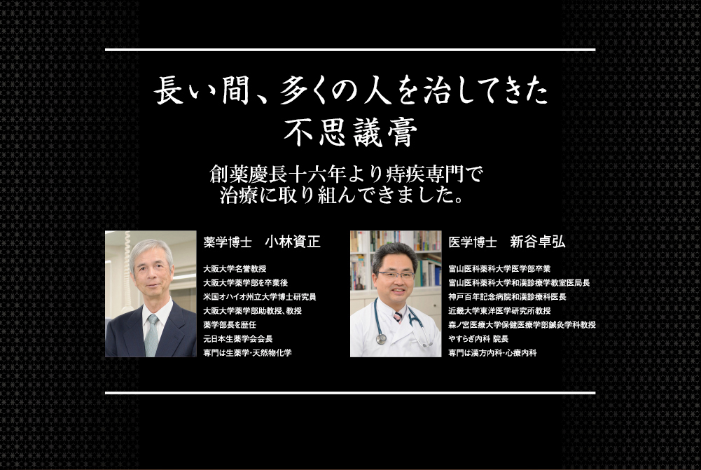 歴史が薬の真価を物語る 家傳薬は四世紀という長い歳月を経て有効性と安全性が確かめられてきました。現代においてもなお信頼されているのはその薬効の証であります。